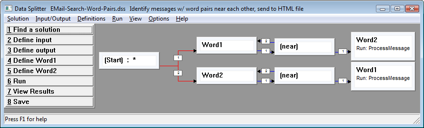 screen shot: email word pair search