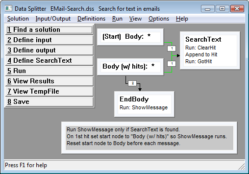 screen shot:  email search